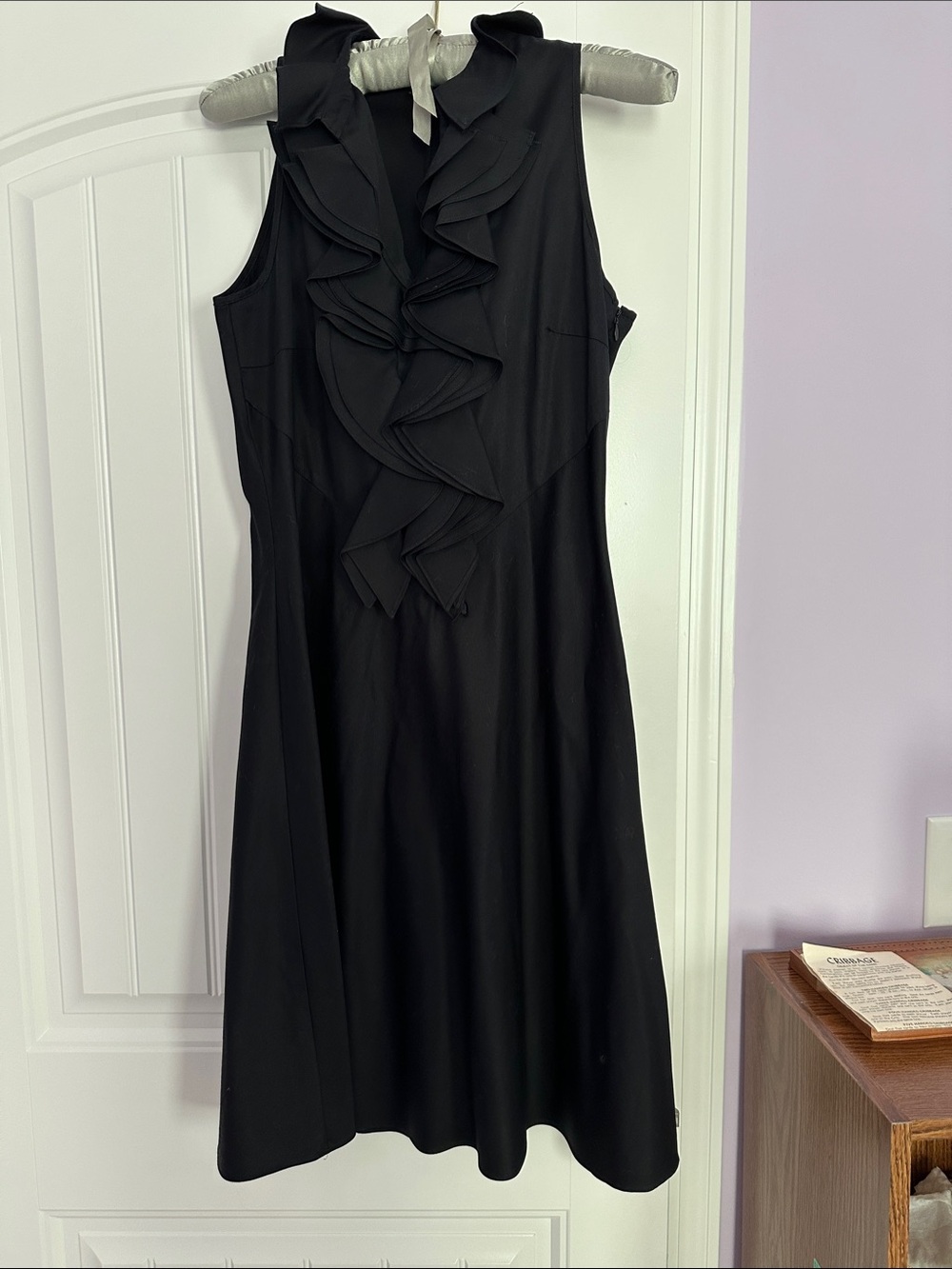 Calvin Klein Black Sleeveless Ruffle-Front Midi Dress